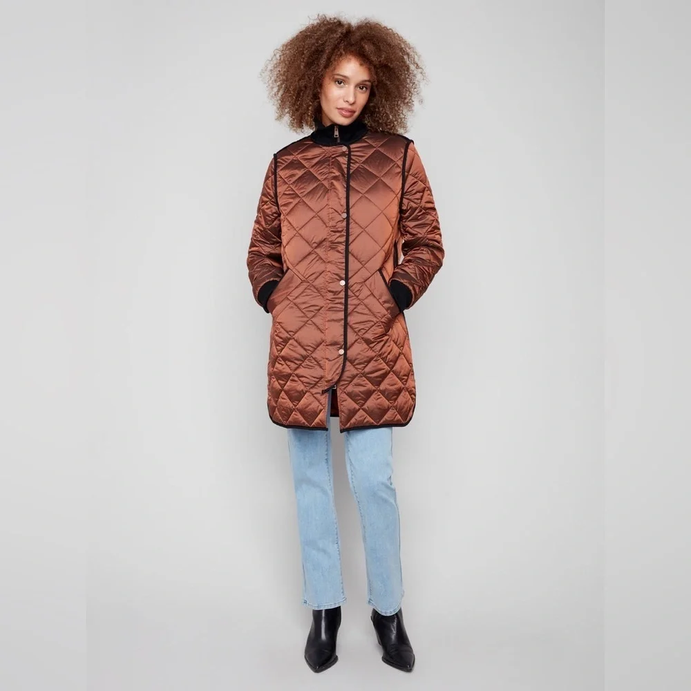 Adroit Atelier Libby Quilted Long Jacket Sepia Bronze - Picture 4 of 14
